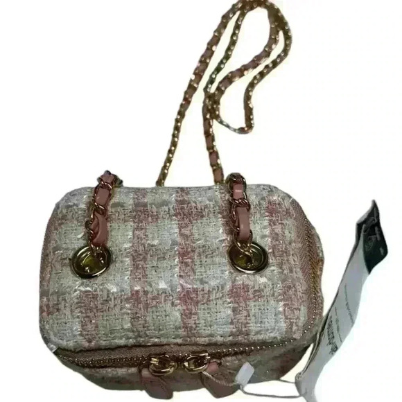 Ah-Dorned Pink Plaid Small Fragrance Bag with Crossbody Chain Zip Close - Picture 14 of 16